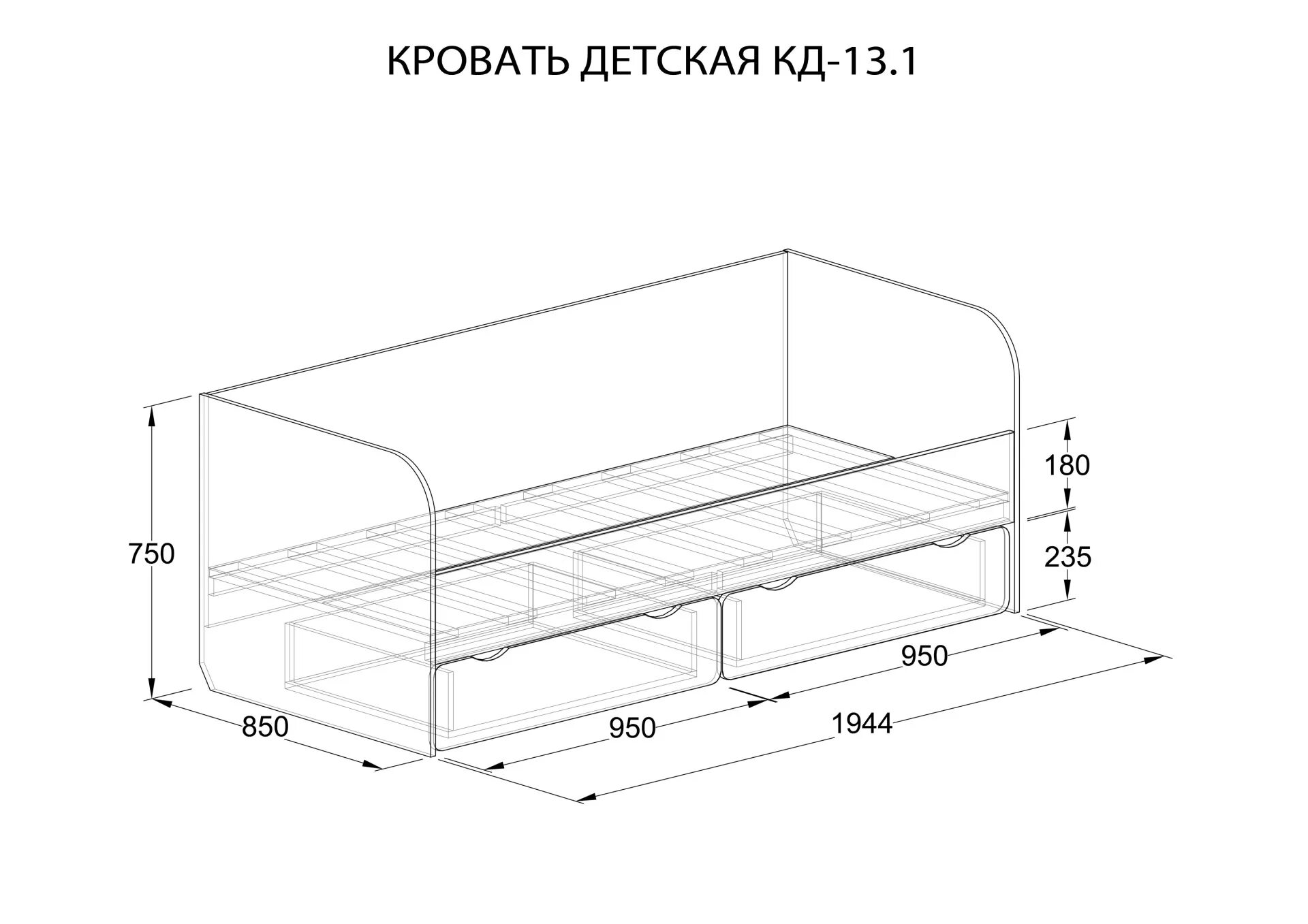 Размеры детских кроватей фото ДЕТСКАЯ КРОВАТЬ КД-13.1