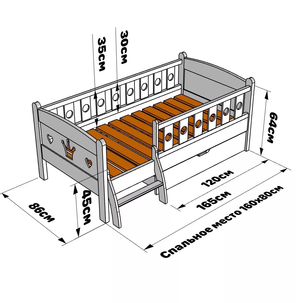 Размеры детских кроватей фото Размер детской кроватки: варианты ширины и высоты, стандартные примеры габаритов