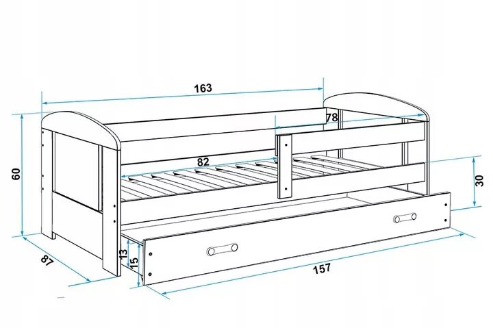 Размеры детских кроватей фото Купить Детская кровать Filip 160X80 одноэтажные перила (7458295102) с доставкой 
