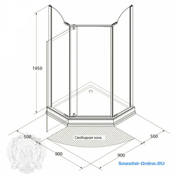 Душевой уголок TIMO TL-8001 Romb Glass 80х80 см - купить в интернет магазине ENT