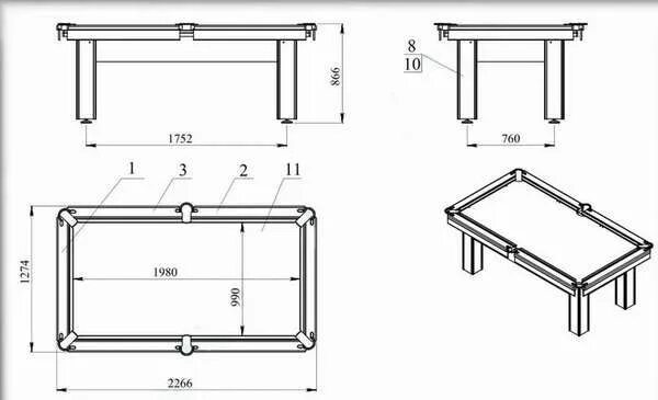 Размеры фото стола Бильярдный стол своими руками 1000 фото, мастер классы Mesa de billar diy, Mesa 