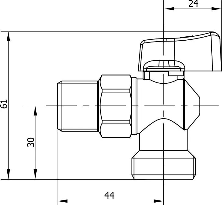 Размеры крана для подключения стиральной машины Шаровый кран Uni-Fitt 181N2300 1/2х3/4 нар-нар, для подключения стиральных и п/м