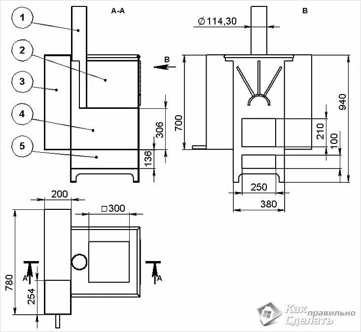 Размеры печки для бани из металла чертежи Кирпичная печь для бани своими руками - как сделать +чертежи, фото