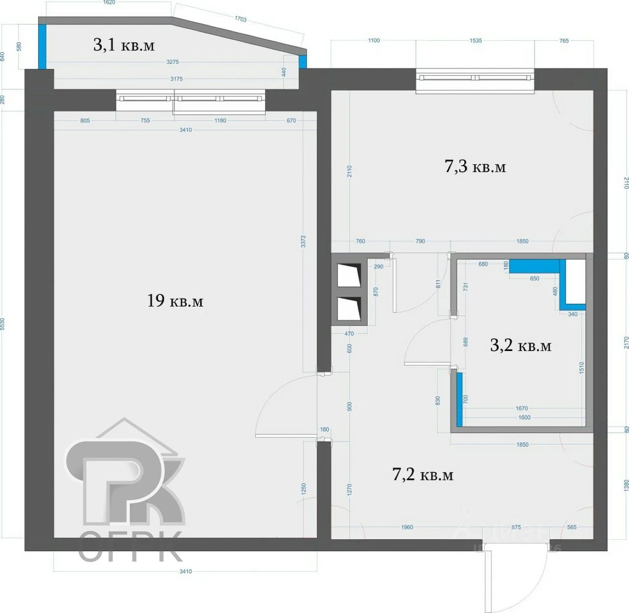 Размеры планировок 1 комнатных квартир Купить 1-комнатную квартиру, № 336753