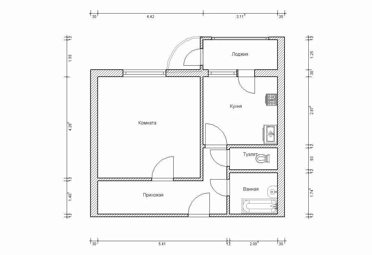 Размеры планировок 1 комнатных квартир Схема однокомнатной квартиры фото - DelaDom.ru