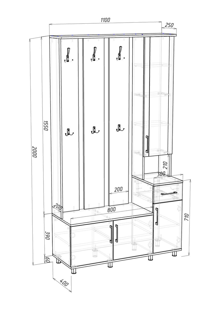 Размеры прихожей мебели фото Прихожая. Самые полные чертежи для изготовления. мебельные проекты. Сделай сам! 