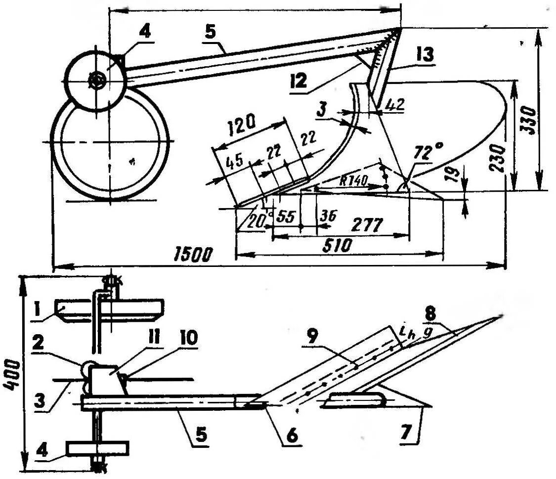 Размеры самодельного плуга для мотоблока ПАШЕТ МОТОЛЕБЕДКА МОДЕЛИСТ-КОНСТРУКТОР