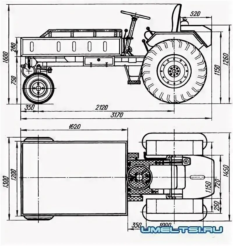 Размеры самодельного трактора Самодельный трактор фермера Tractors, Go kart, Diagram