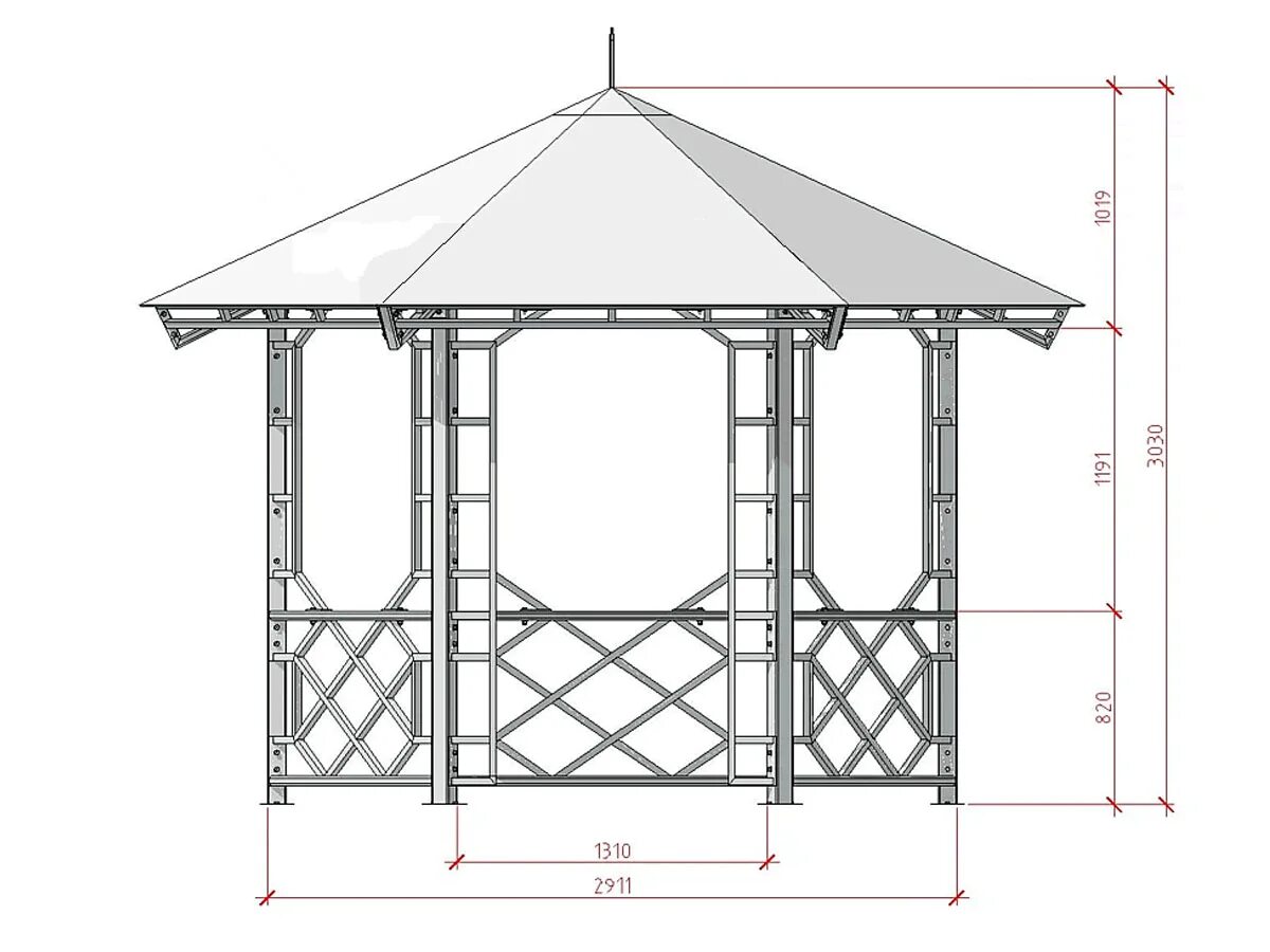 Размеры шестигранной беседки чертежи Проекты и схемы беседок - Деревянные беседки