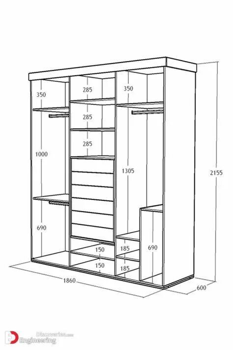 Размеры шкафа в прихожую фото с размерами Pin on Closets