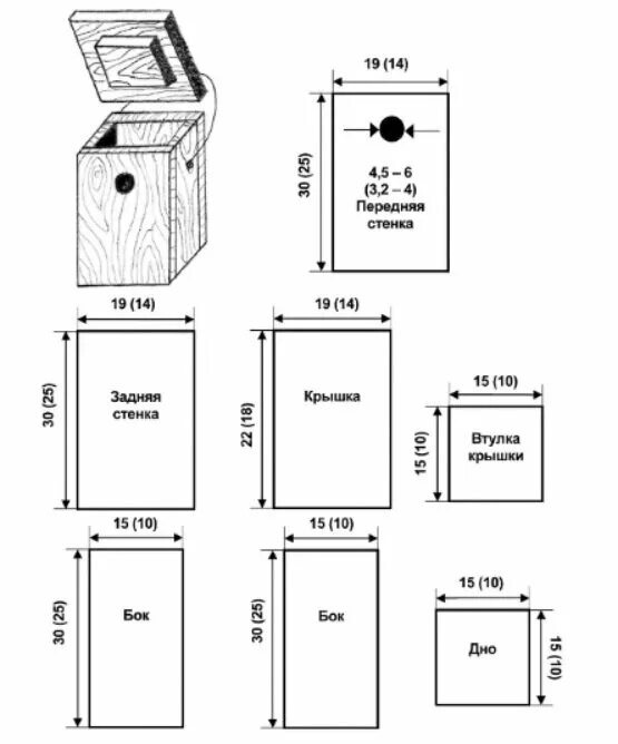 Размеры синичника своими руками чертежи Скворечник для птиц размеры HeatProf.ru