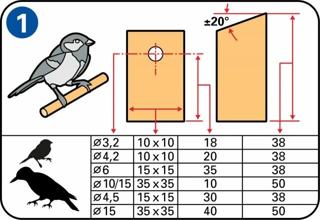 Размеры синичника своими руками чертежи How to make a birdhouse - Decide on the right opening size Nichoir, Nichoir oise