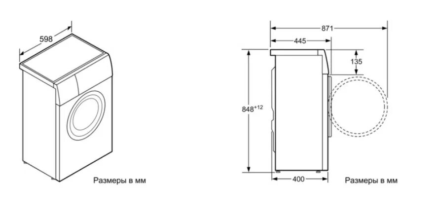Размеры стиральной машины фото Стиральная машина Bosch WLG 20162 OE схема с размерами на русском языке посмотре