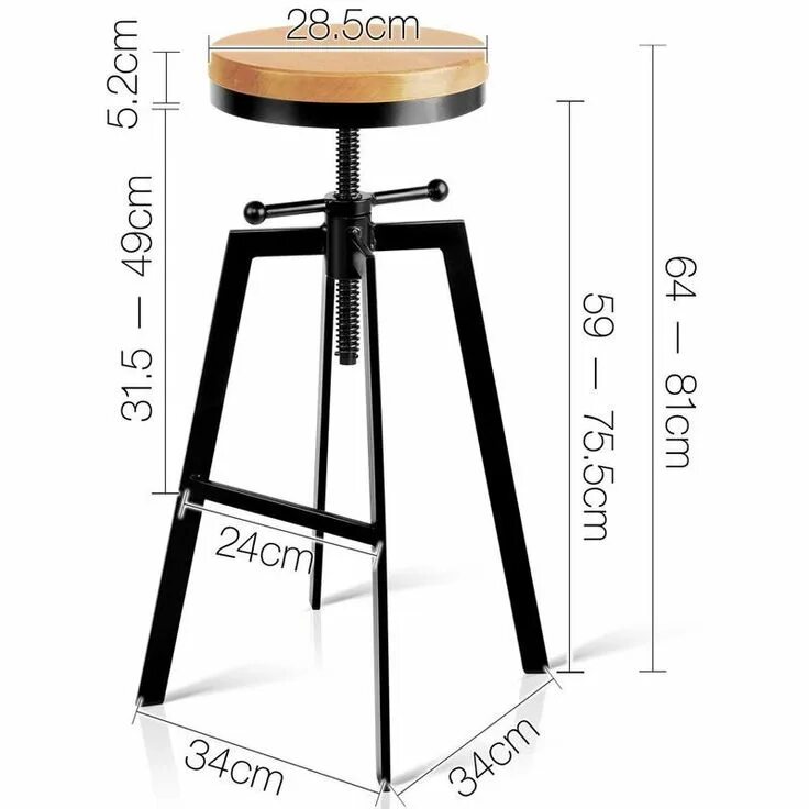 Размеры стула в стиле лофт Artiss Bar Stools Kitchen Stool Barstools Swivel Industrial Industrial bar stool