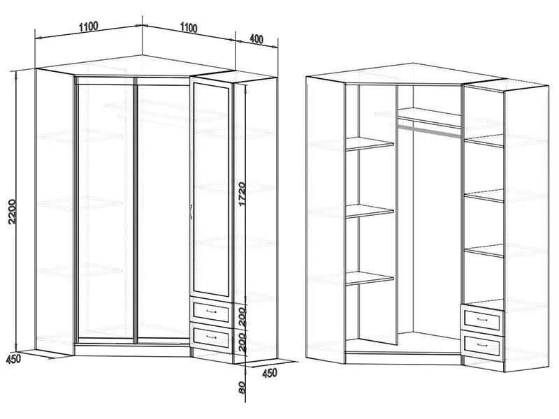 Размеры угловых шкафов купе фото Шкаф угловой Наполеон 1.4 Шкафы угловые