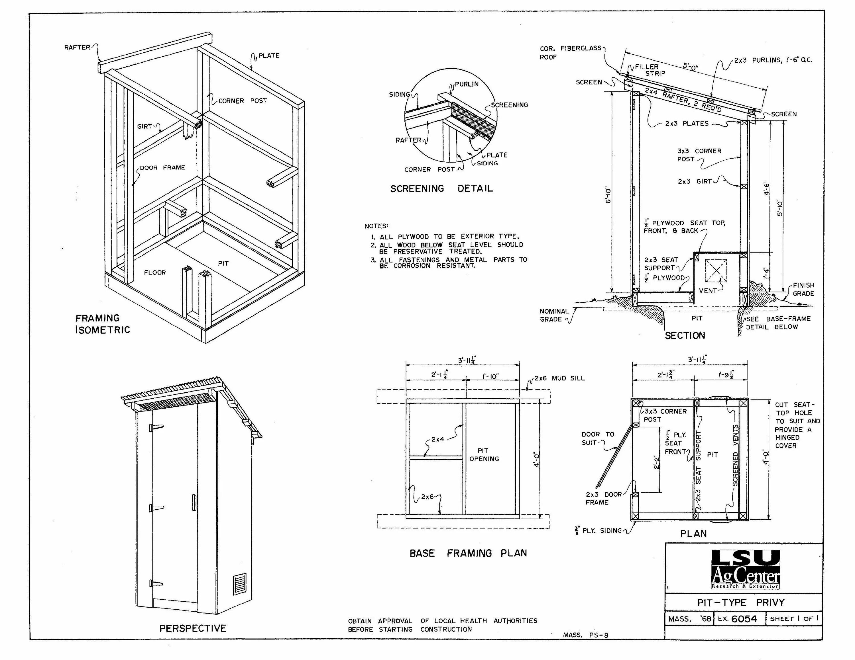 Размеры уличного туалета фото Pit-Type Privy Outhouse plans, How to plan, Free shed plans