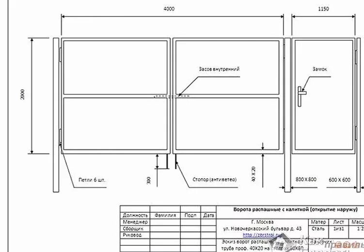 Размеры ворот из профильной трубы чертежи Картинки РАСПАШНЫЕ ВОРОТА СВОИМИ РУКАМИ СХЕМА