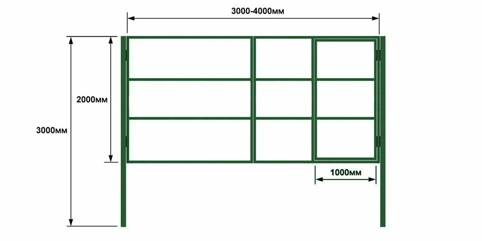 Размеры ворот из профильной трубы чертежи Купить распашные ворота тип 3 Санкт-Петербург, Москва, Псков