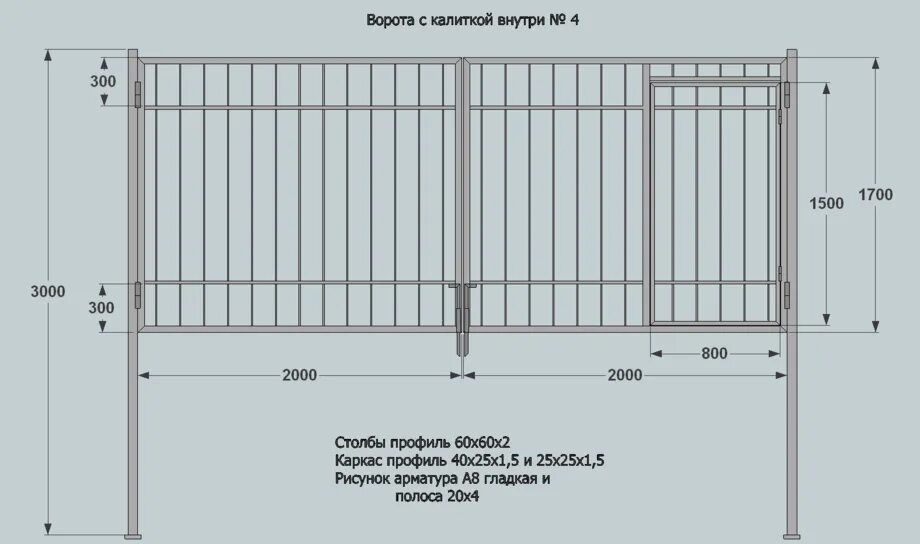 Размеры ворот из профильной трубы чертежи Распашные ворота чертежи с размерами фото - DelaDom.ru