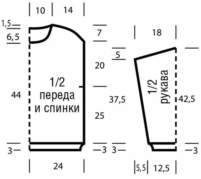 Размеры выкроек для вязания Свитер с шишечками спицами - схема с описанием вязания Вязание, Схемы вязания, В