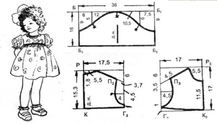 Размеры выкройки детской одежды Чертеж детского платья