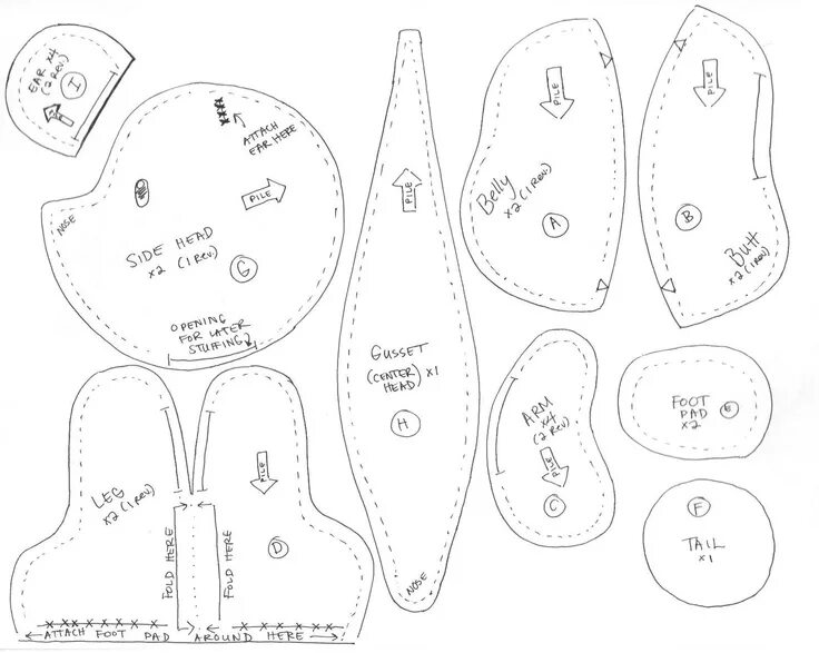 Размеры выкройки игрушек mini teddy bear pattern Teddy bear sewing pattern, Bear patterns sewing, Teddy b