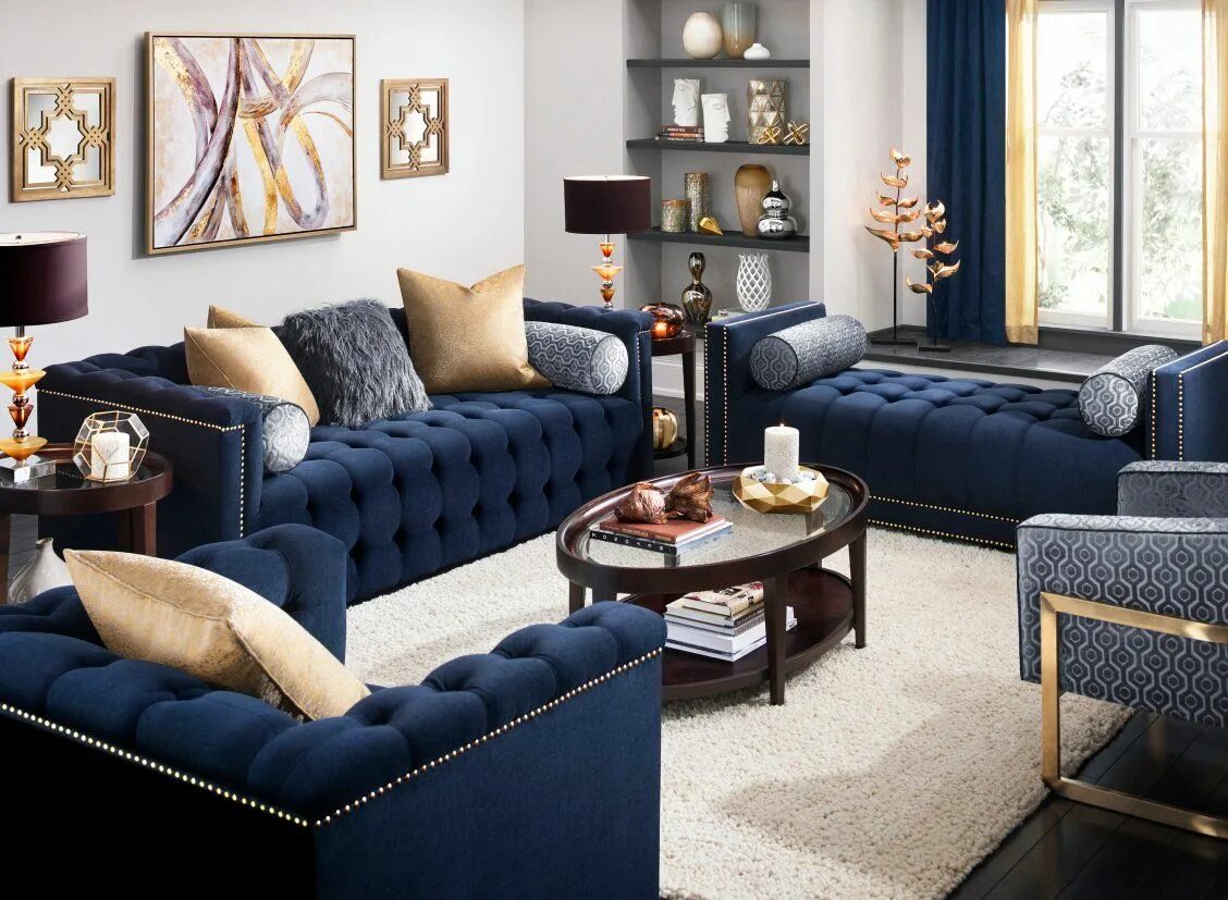 Разная мебель в интерьере Diana Sofa Blue sofas living room, Blue couch living room, Blue living room deco