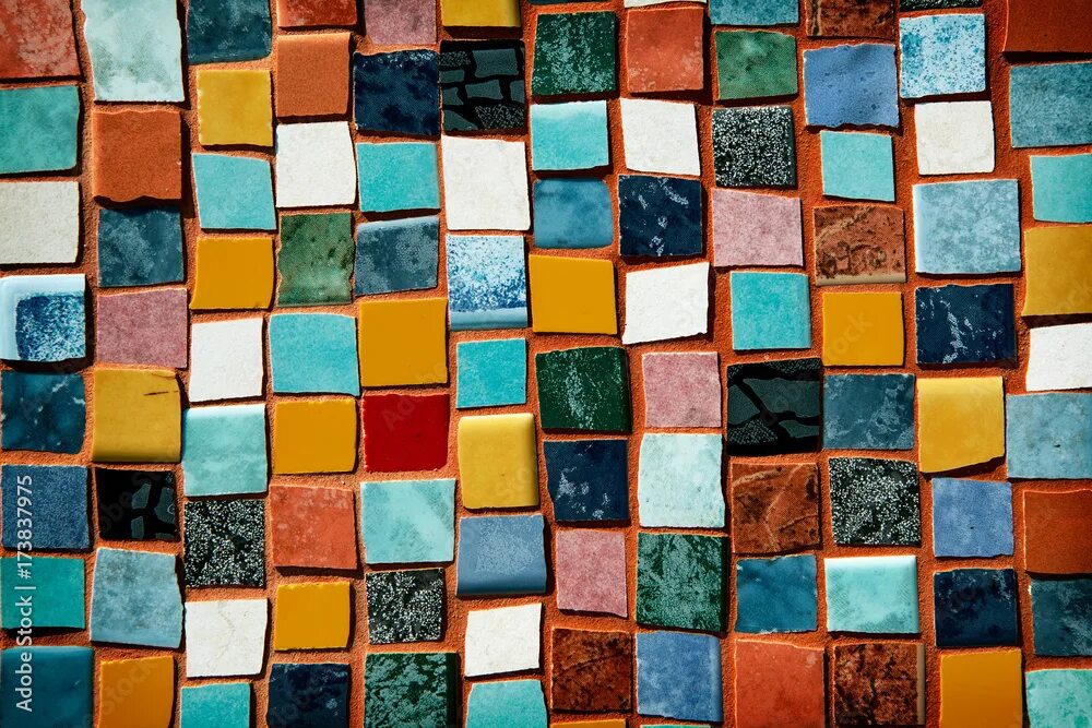 Разноцветная плитка фото mosaic with colored tiles on a wall фотография Stock Adobe Stock