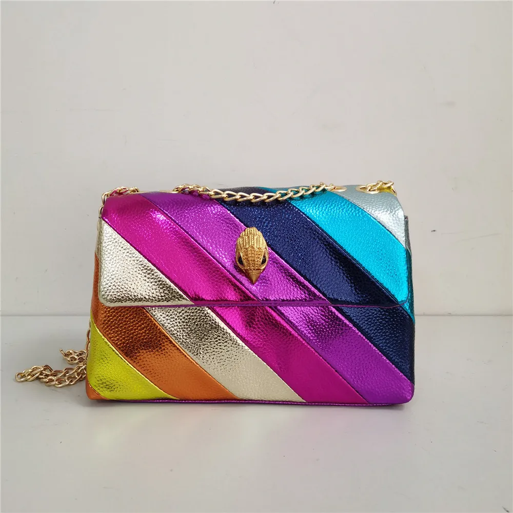 Разноцветная сумочка Women Colourful Jointing Handbag Rainbow Wave Pattern Women Handbag Eagle Head O