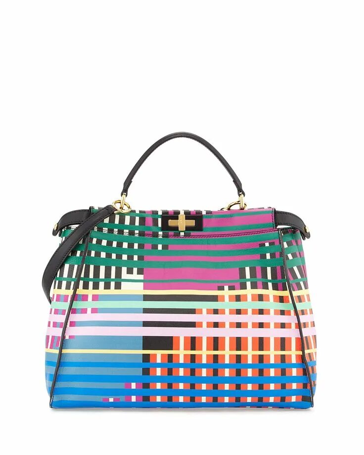 Разноцветная сумочка Fendi Peekaboo Large Printed Satchel Bag, Multicolor Fendi peekaboo, Fendi handb