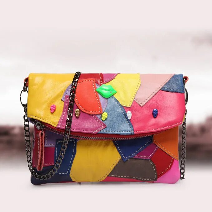 2015 Hot Quality PU Leather Handbag Chain Shoulder Bag Plaid . Color