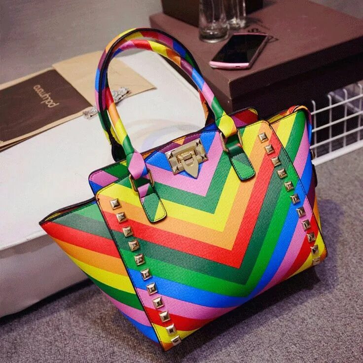 Разноцветная сумочка 2015 Hot Quality PU Leather Handbag Chain Shoulder Bag Plaid . Color