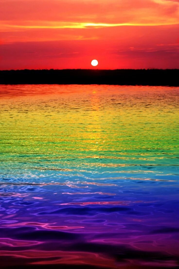 Разноцветное море фото Pin on Art & Photography Rainbow sunset, Beautiful nature, Beautiful sunset