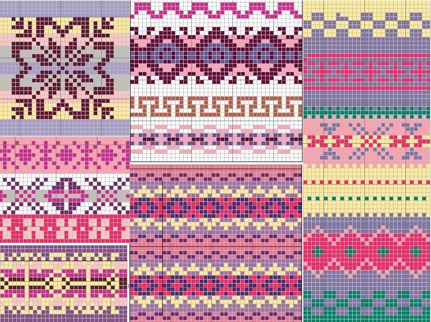 Разноцветное вязание спицами схемы sampler.JPG 842 × 630 pixels Fair isle knitting patterns, Knitting charts, Fair 