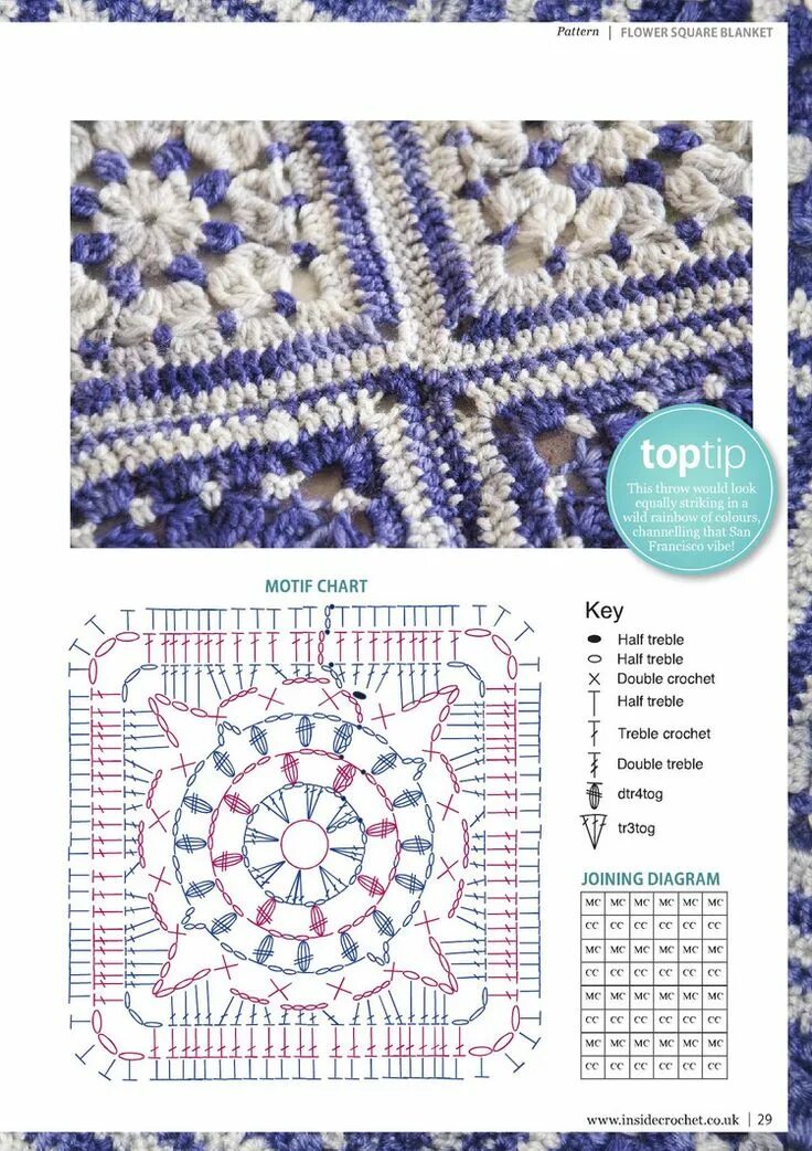 Разноцветные пледы крючком описанием со схемами Inside Crochet Issue 9 2010 - 轻 描 淡 写 的 日 志 - 网 易 博 客 Вязание крючком покрывало 