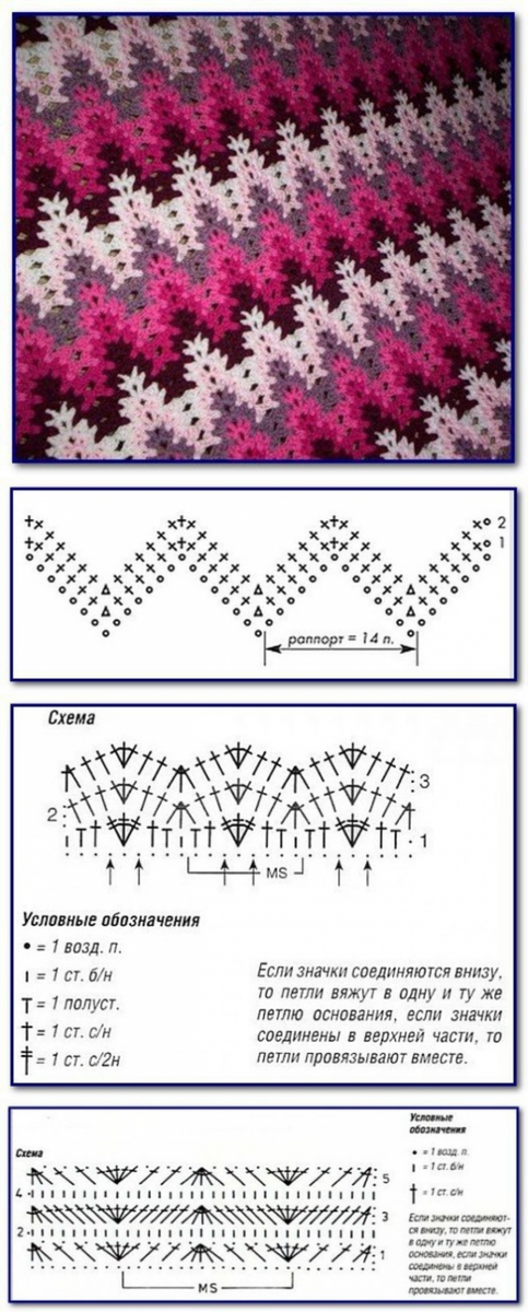 Разноцветные схемы крючком Популярные узоры для пледов. 16 схем. Кружево в дзене Дзен