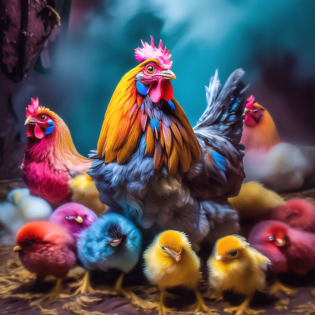 Разноцветные цыплята просп королева 4 4 фото "Colorful chickens, fluffy lumps, lots." - image created in Shedevrum