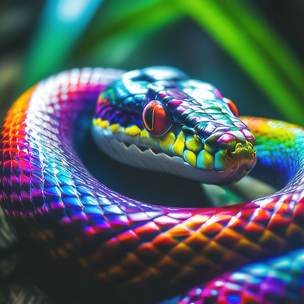 Разноцветные змеи фото "Rainbow Snake" - image created in Shedevrum