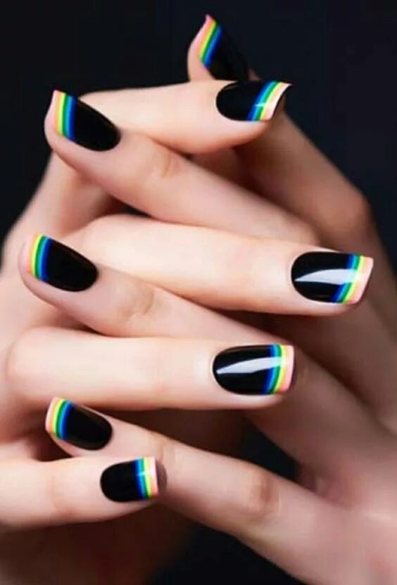 Разноцветный черный маникюр Top 30 Latest French Nails Art Design 2018 Gallery - Fashionre French manicure n