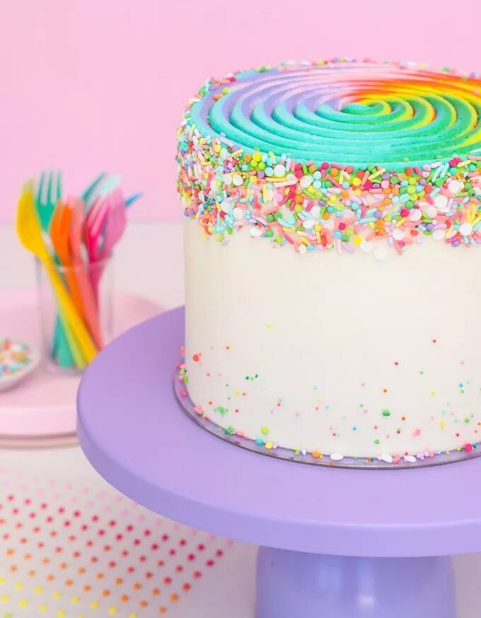 Разноцветный декор торта Swirly Rainbow Cake Tutorial - The Sprinkle Factory Rainbow cake tutorial, Rainb