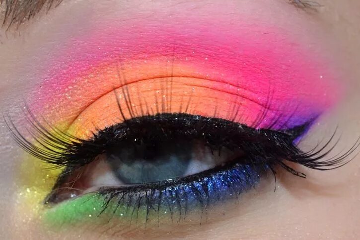 Разноцветный макияж глаз Rainbow Sherbet Collection Rainbow makeup, Smoky eye makeup, Neon makeup