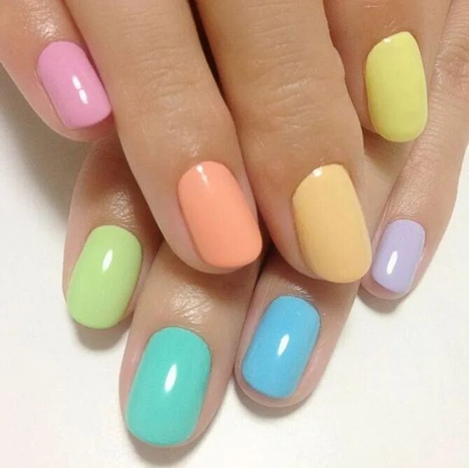 Разноцветный маникюр фото Unghie Mismatched: le nail art più colorate dell'autunno 2019 Rainbow nails, Fun