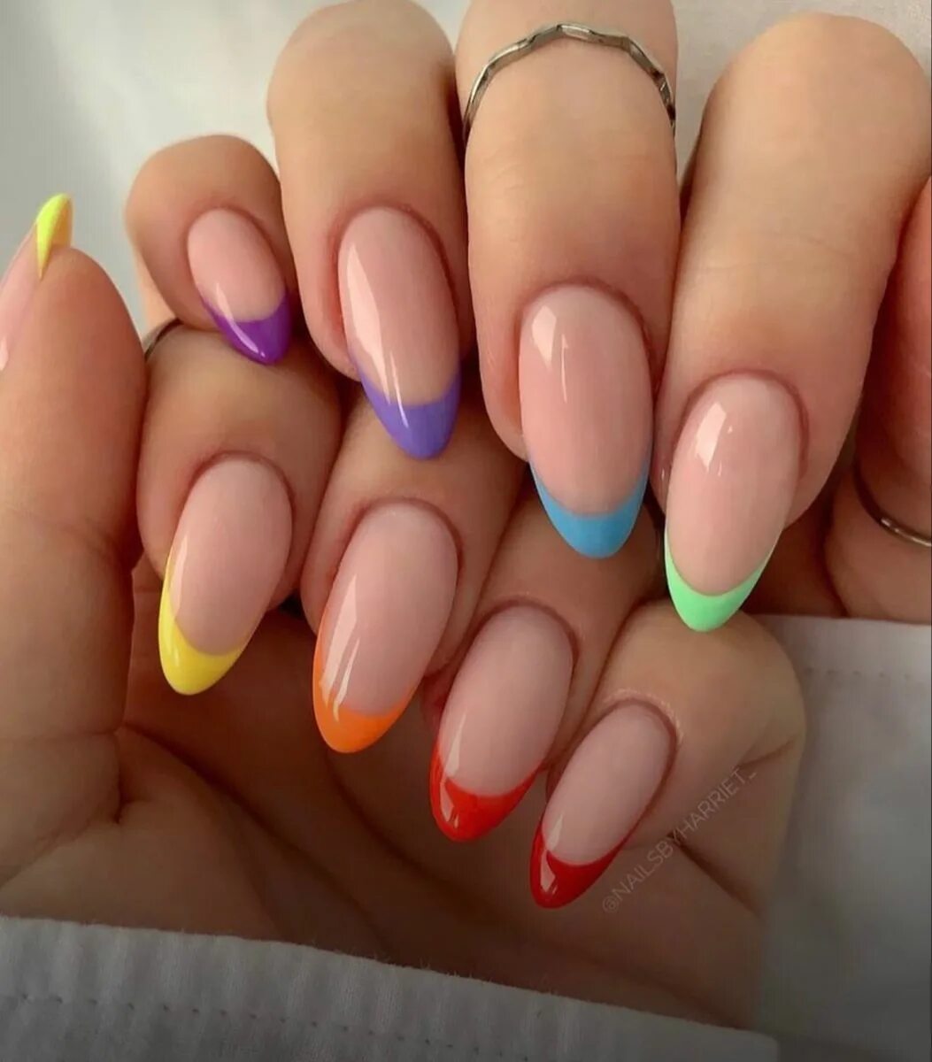 Разноцветный маникюр френч 2024 Pin on nail Gel nails, Simple nails, Stylish nails