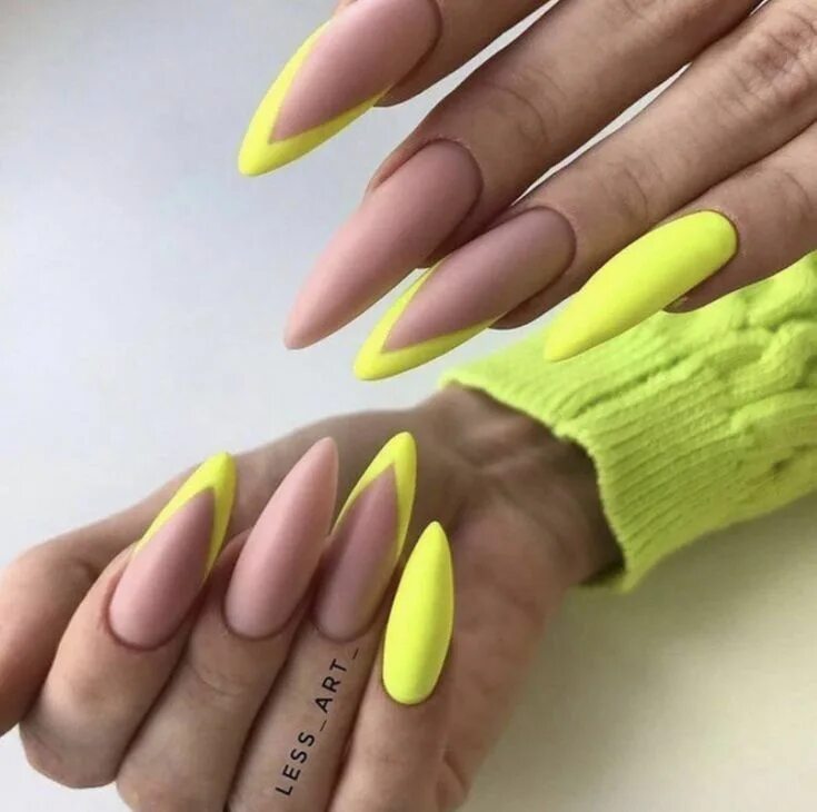 Разноцветный маникюр миндаль Идея для маникюра Nails, Neon nails, Cute acrylic nails