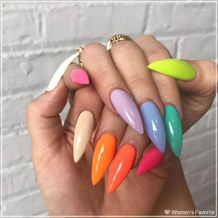 Разноцветный маникюр миндаль Радужный маникюр #Nails_WF #nails #маникюр #colors #rainbow #rainbownails #manic