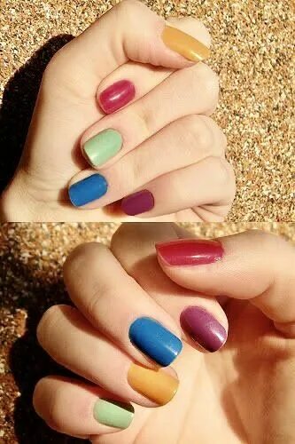 Разноцветный маникюр сочетание цветов Pin by Mariel on Manicure Rainbow nails, Nail colors, Gel nails