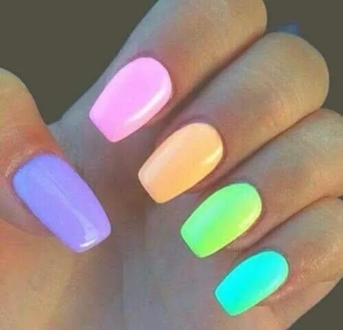 Разноцветный ногти фото 45 Charming Multicolor Simple Nail Art Designs; Ombre nails; rainbow nails; summ