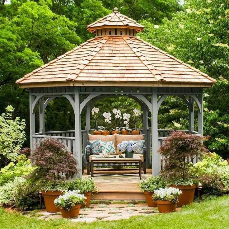 Разновидность беседок фото 27+ Awesome Farmhouse Backyard Landscaping Ideas & Designs In 2024 Diy gazebo, B