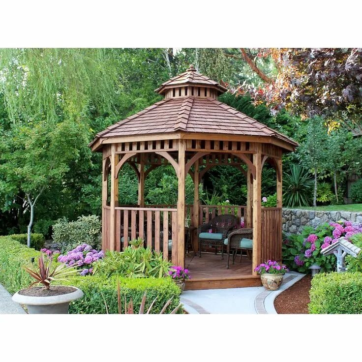 Разновидность беседок фото Bayside 10 Ft. W x 10 Ft. D Cedar Patio Gazebo Patio gazebo, Garden gazebo, Gaze