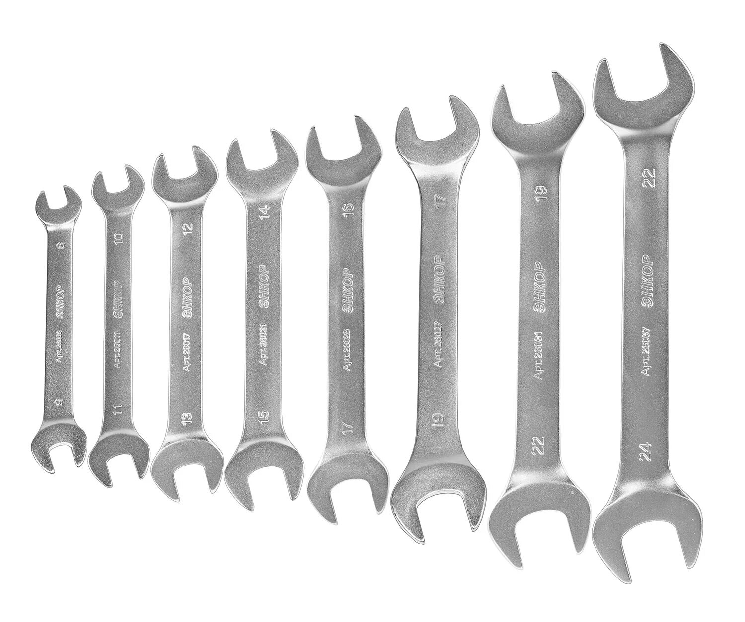 Разновидность гаечных ключей фото Набор ключей рожковых 8шт в чехле Энкор (26070) - купить, цена, характеристики -